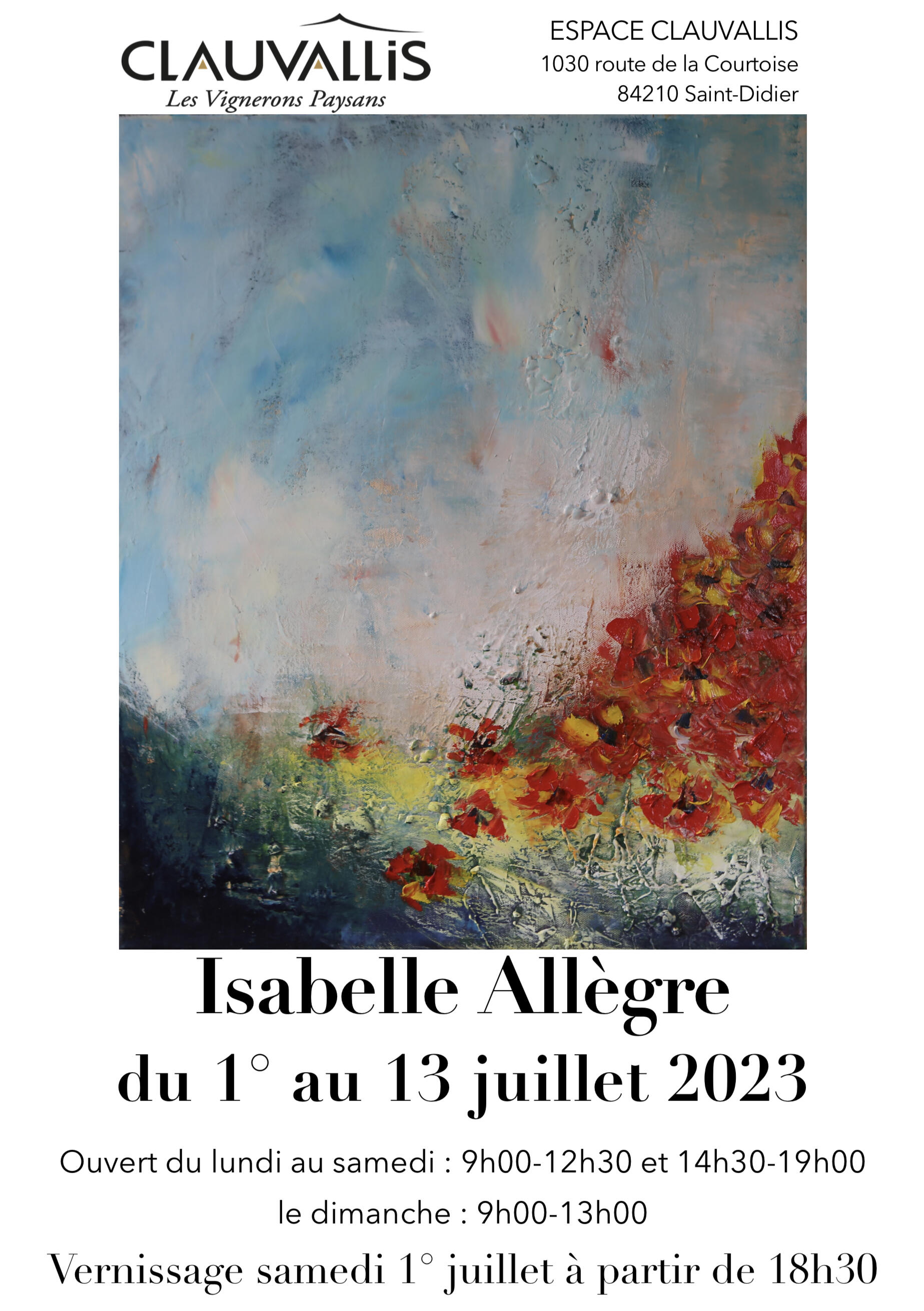 ISABELLE ALLEGRE EXPOSE SES PEINTURES ESPACE CLAUVALLIS