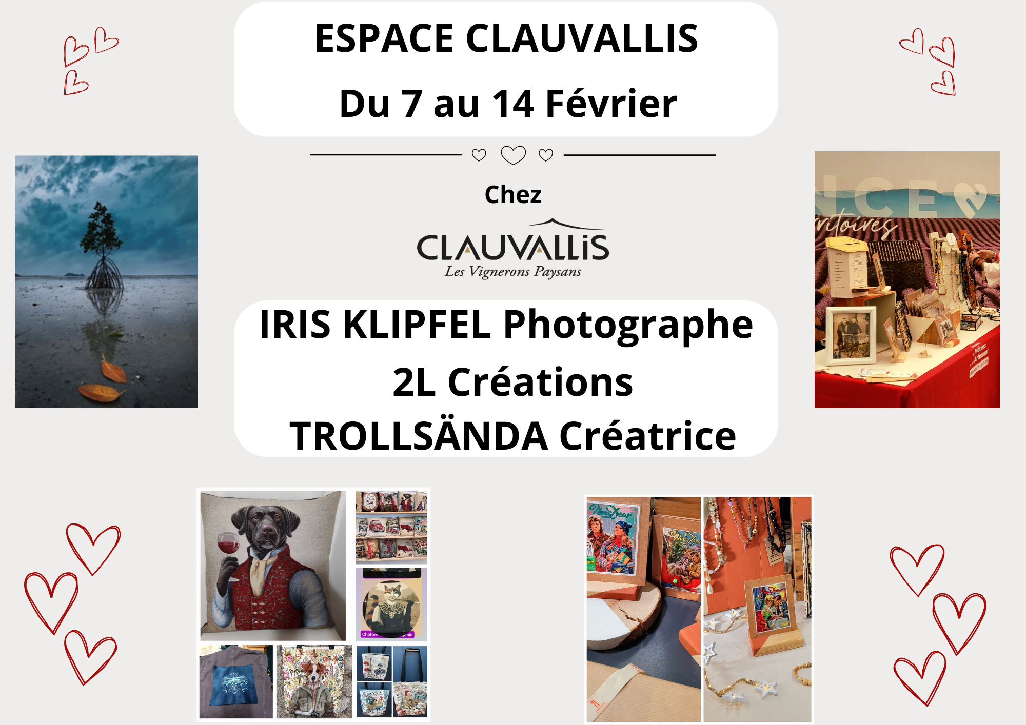 CREATIONS ARTISANALES ET PHOTOGRAPHIES ESPACE CLAUVALLIS DU 7 AU 14 FEVRIER